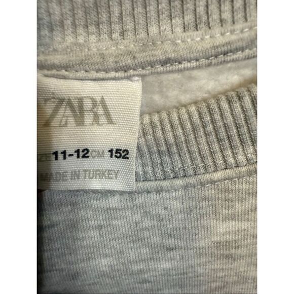 ZARA Women's Layered Shirt Crew Neck Pullover Sweatshirt Gray White Size 11-12 - Picture 5 of 9